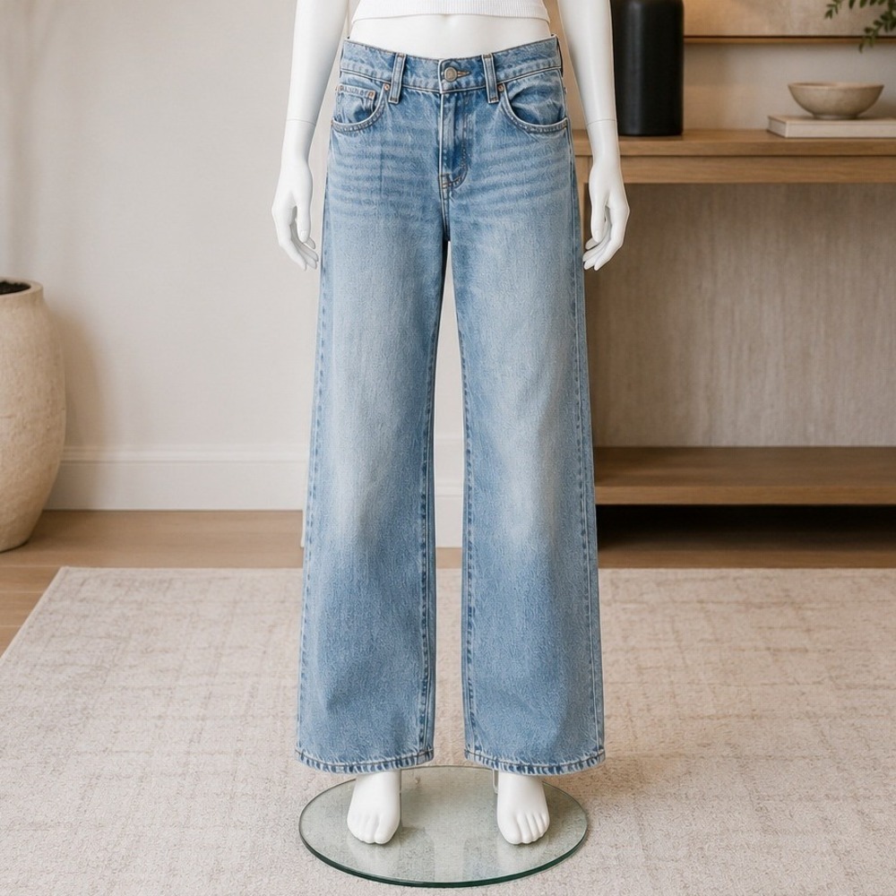 RSQ Girls Jeans Low Rise Wide Leg Light Wash Denim 14